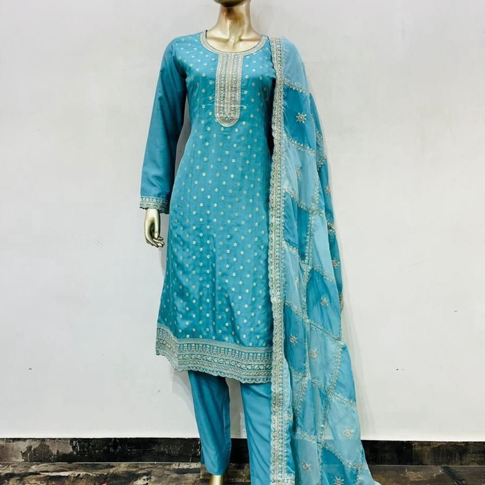 Beautiful Blue Embroidered Salwar Kameez Set